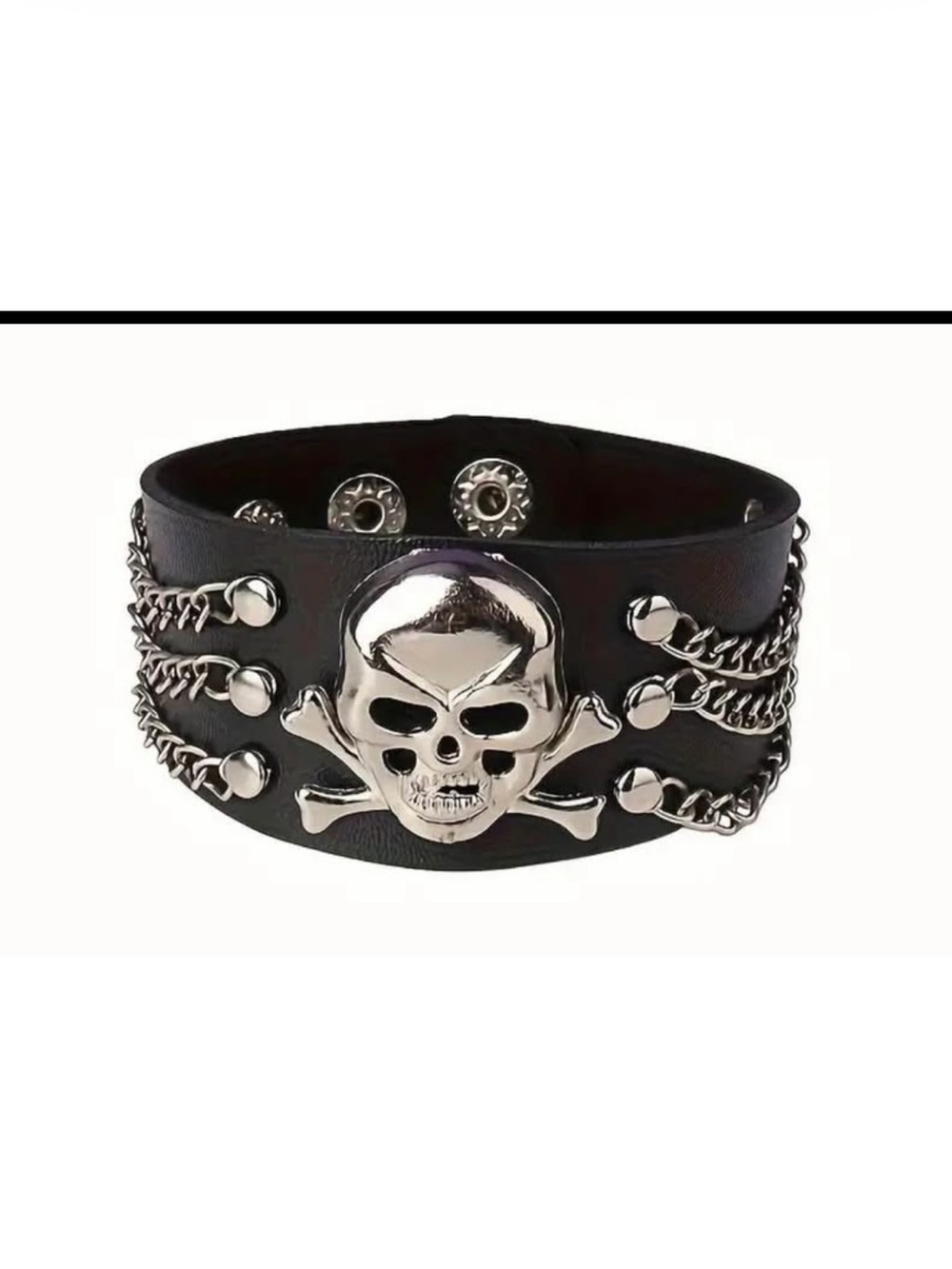 New. Gothic Faux Leather Skull bracelet